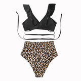 Black Leopard High Waisted Bikini Set