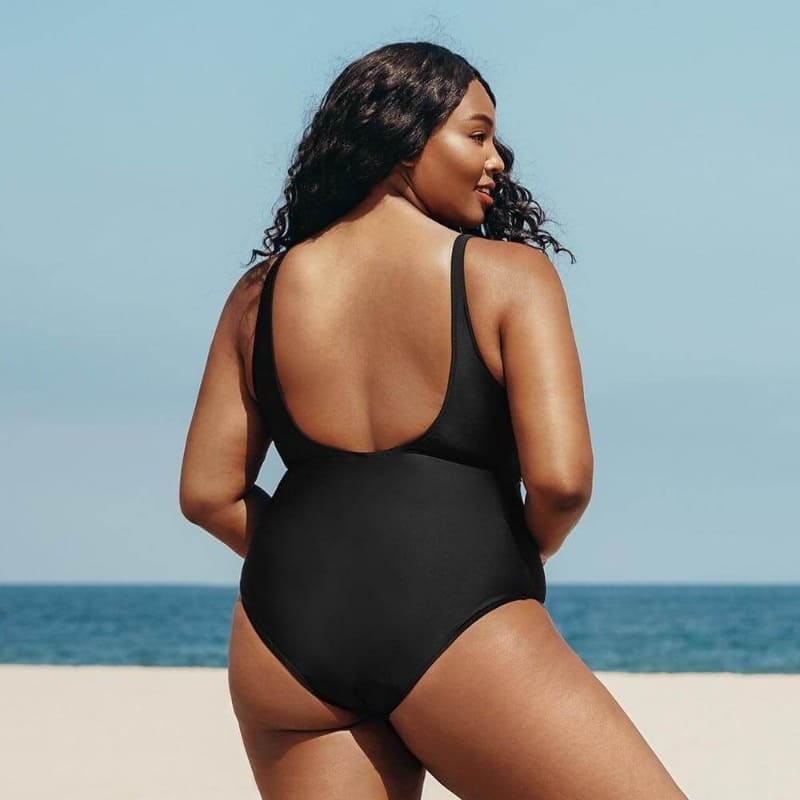 Black Floral One-piece Plus Size Swimsuit