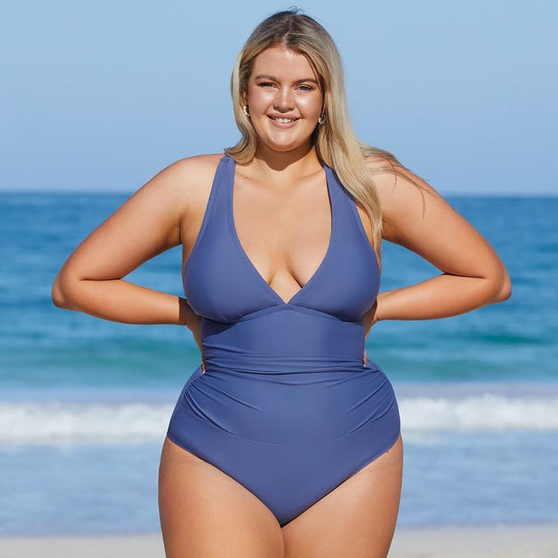 Navy blue plus size swimsuit online