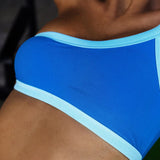 Blue One-shoulder Mid Waisted Bikini Set