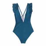 Cornflower Ruffled One-piece Swimsuit