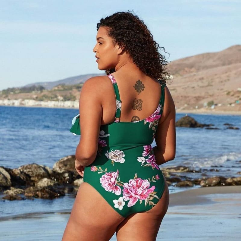 Green One-piece Plus Size Swimsuit