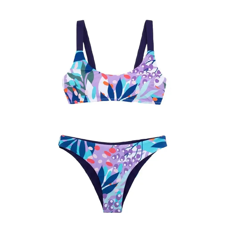 Leafy Multicolor Low Waisted Bikini Set