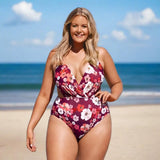 Mahogany Floral Plus Size One-piece Swimsuit