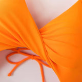 Orange One-piece Lace-up Swimsuit