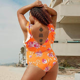 Orange One-piece Plus Size Swimsuit