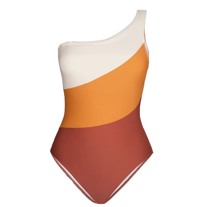 Orange One-shoulder One-piece Swimsuit