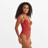 Polka Dot Belted One-piece Swimsuit