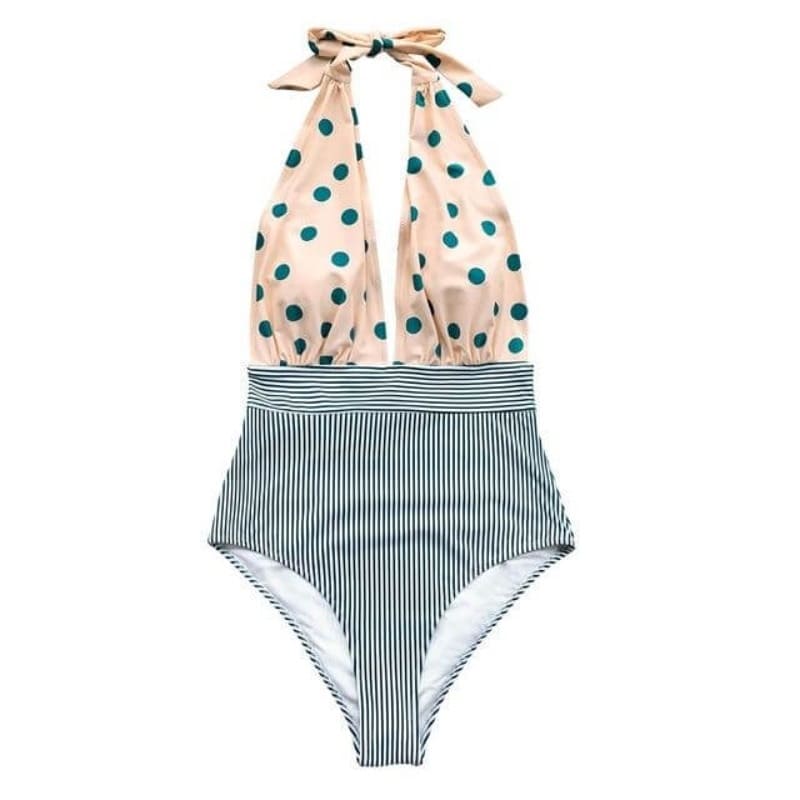 Polka Dot Stripe One-piece Swimsuit