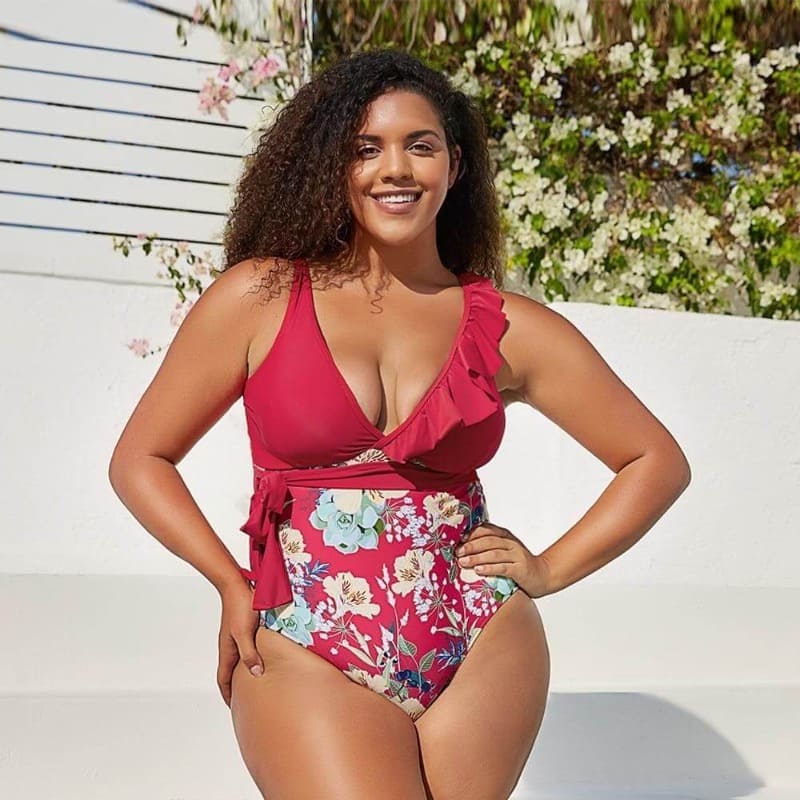 Red One-piece Plus Size Swimsuit