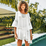 Ruffled See-through Tunic Cover-up