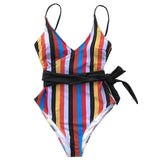 Stripes Wrap Multicolor One-piece Swimsuit