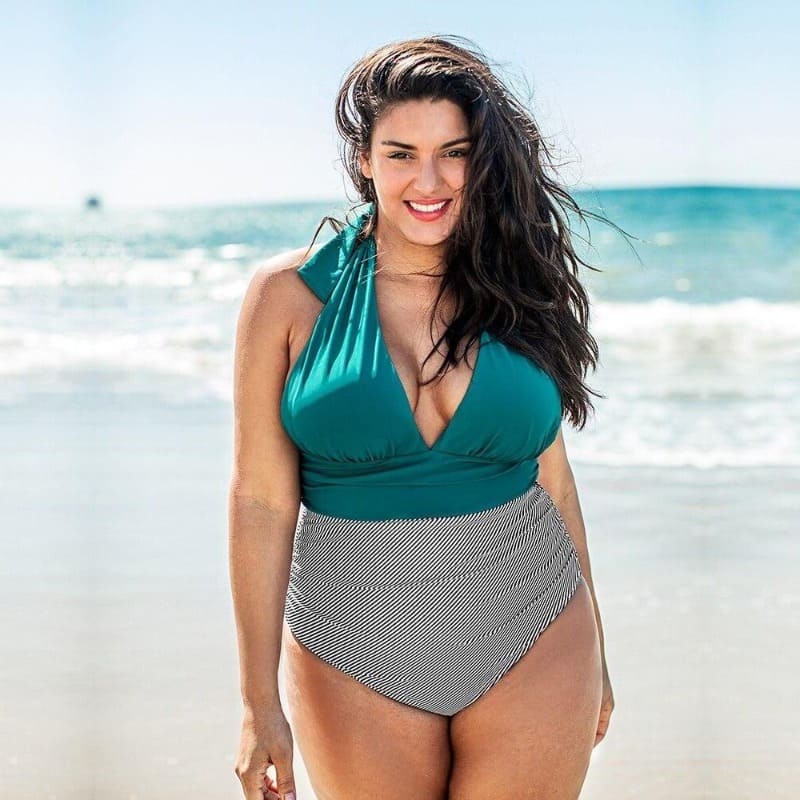 Teal Plus Size One-piece Swimsuit