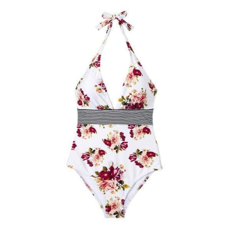 Floral Halter One-piece Swimsuit