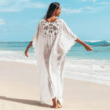 White Sheer Embroidery Long Cover-up