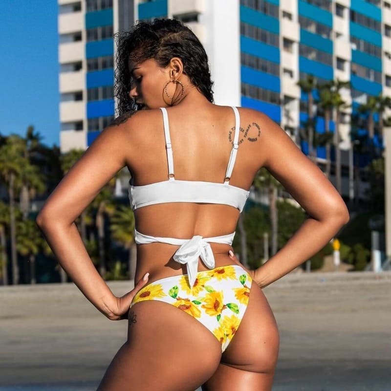 Wrap Low Waisted Sunflower Bikini Set