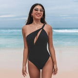 Black One Shoulder One-piece Swimsuit