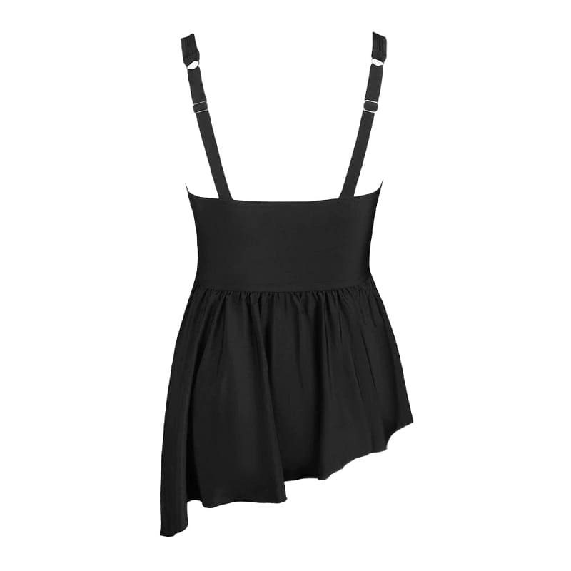 Black Knotted Plus Size One-piece Swimdress