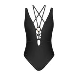 Black Strappy Cut-out One-piece Swimsuit
