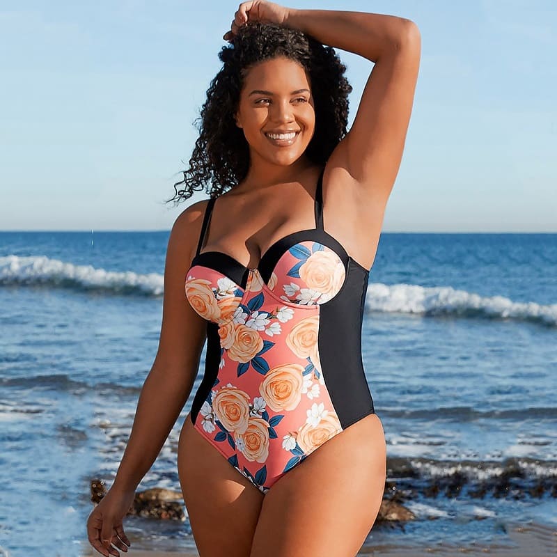 Blossom Floral Plus Size One-piece Swimsuit
