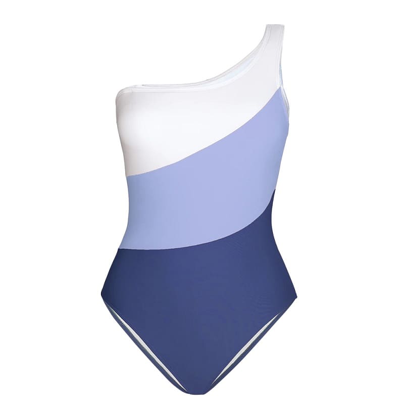 Blue One-shoulder One-piece Swimsuit