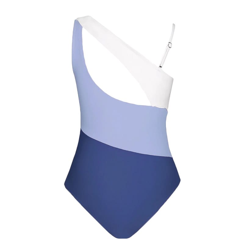 Blue One-shoulder One-piece Swimsuit