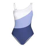 Blue One-shoulder One-piece Swimsuit