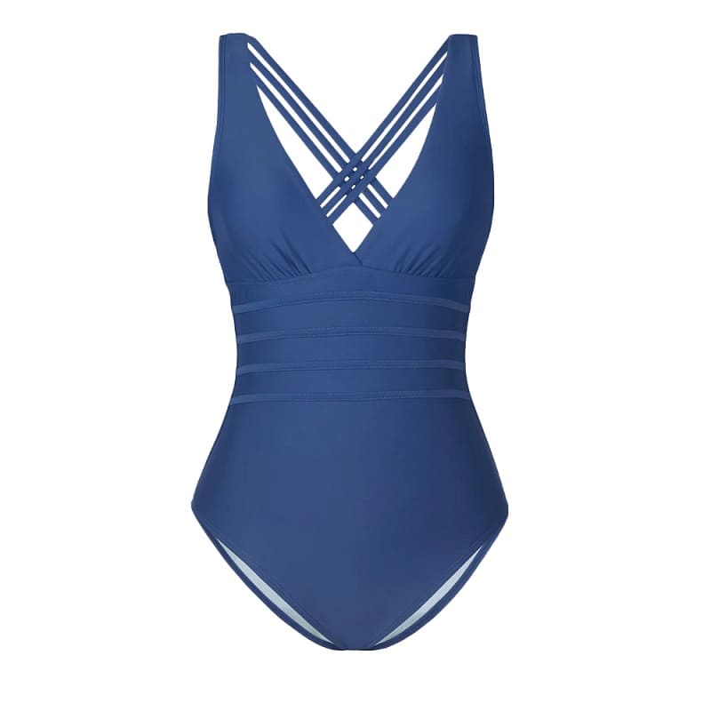 Criss-cross Blue One-piece Swimsuit