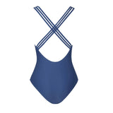 Criss-cross Blue One-piece Swimsuit