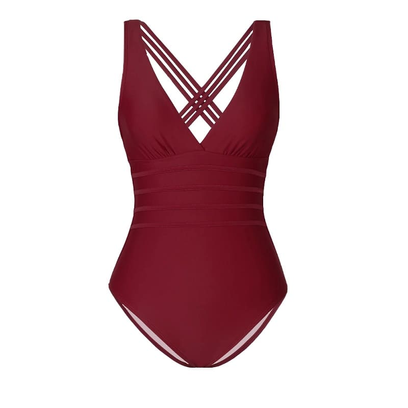 Criss-cross Red One-piece Swimsuit