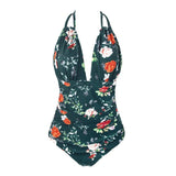 Floral Lace-up One-piece Swimsuit