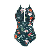 Floral Lace-up One-piece Swimsuit