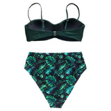 Green Leafy High Waisted Bikini Set