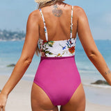 Magenta Front Twist One-piece Swimsuit