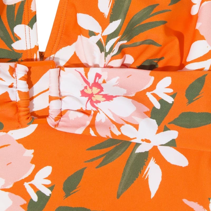 Orange Floral One-piece Swimsuit