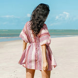 Pink Belted V-neck Kimono Cover-up
