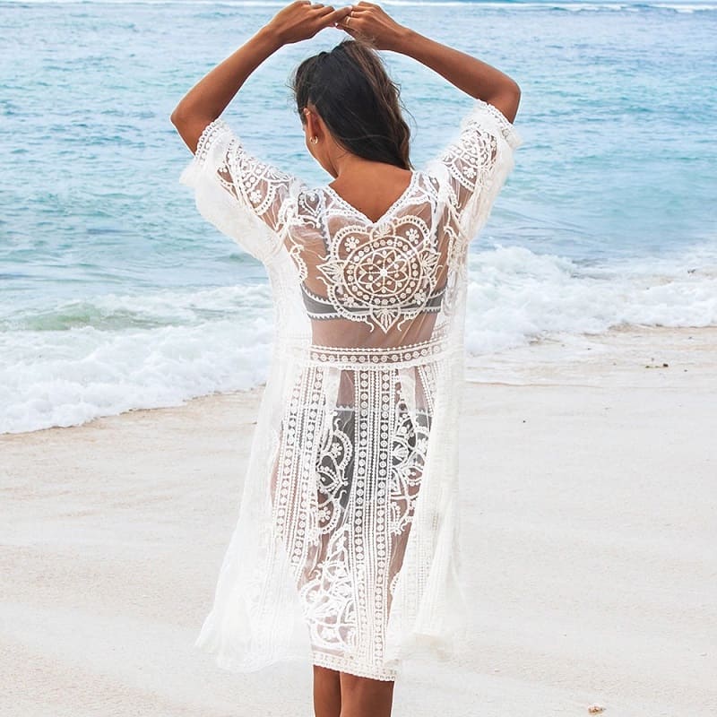 White Lace Crochet Cover-up