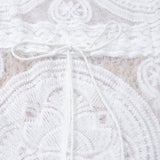 White V-neck Lace Crochet Cover-up